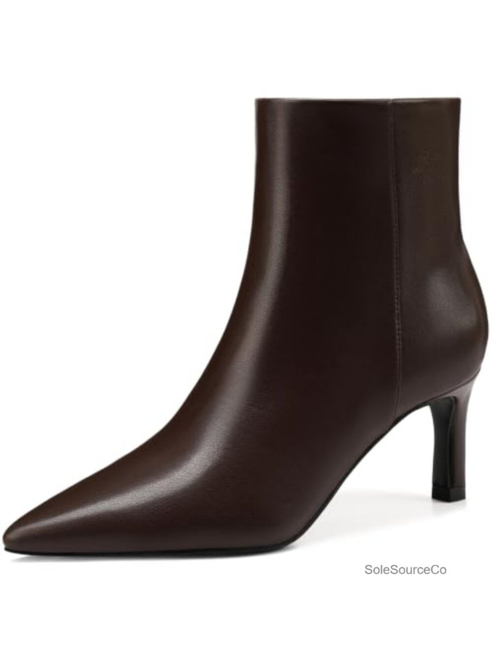 Pointed Toe Kitten Heel Ankle Boots Faux Leather Booties